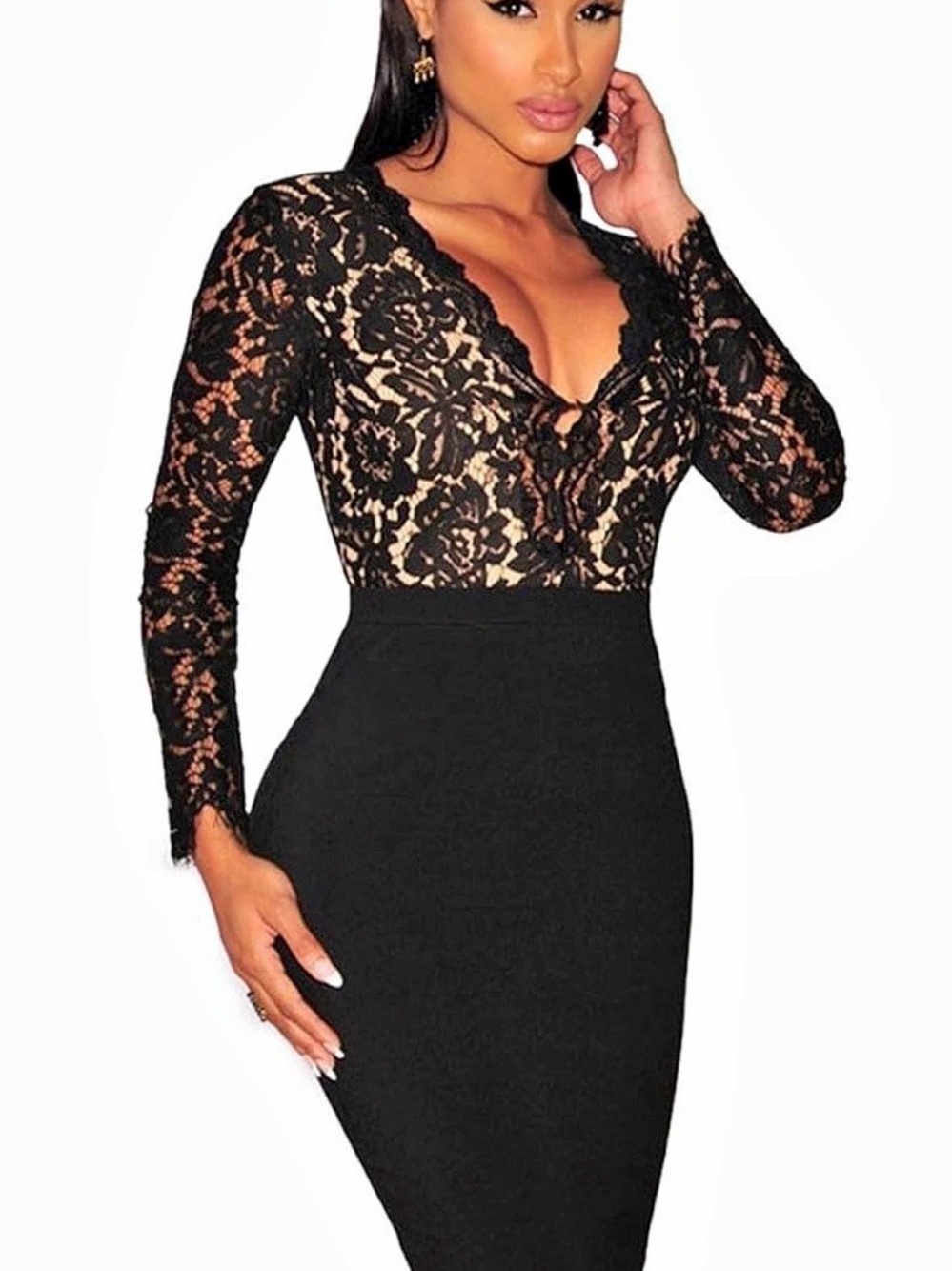 Black Lace Midi Dress Like New